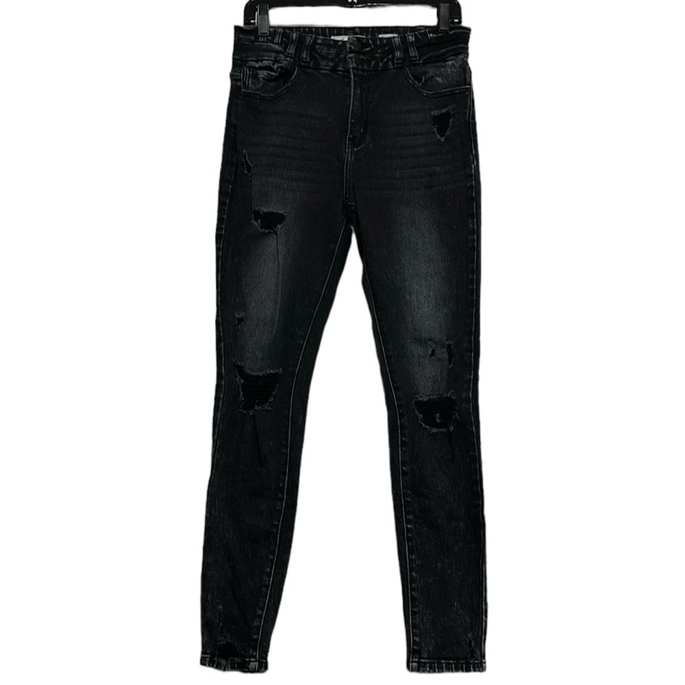 KanCan Signature Women’s Distressed Black Wash High Rise Skinny Size 29